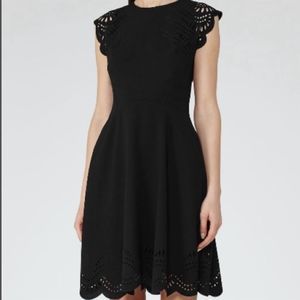 REISS Kathy Black Laser-Cut A-Line Dress Size 4